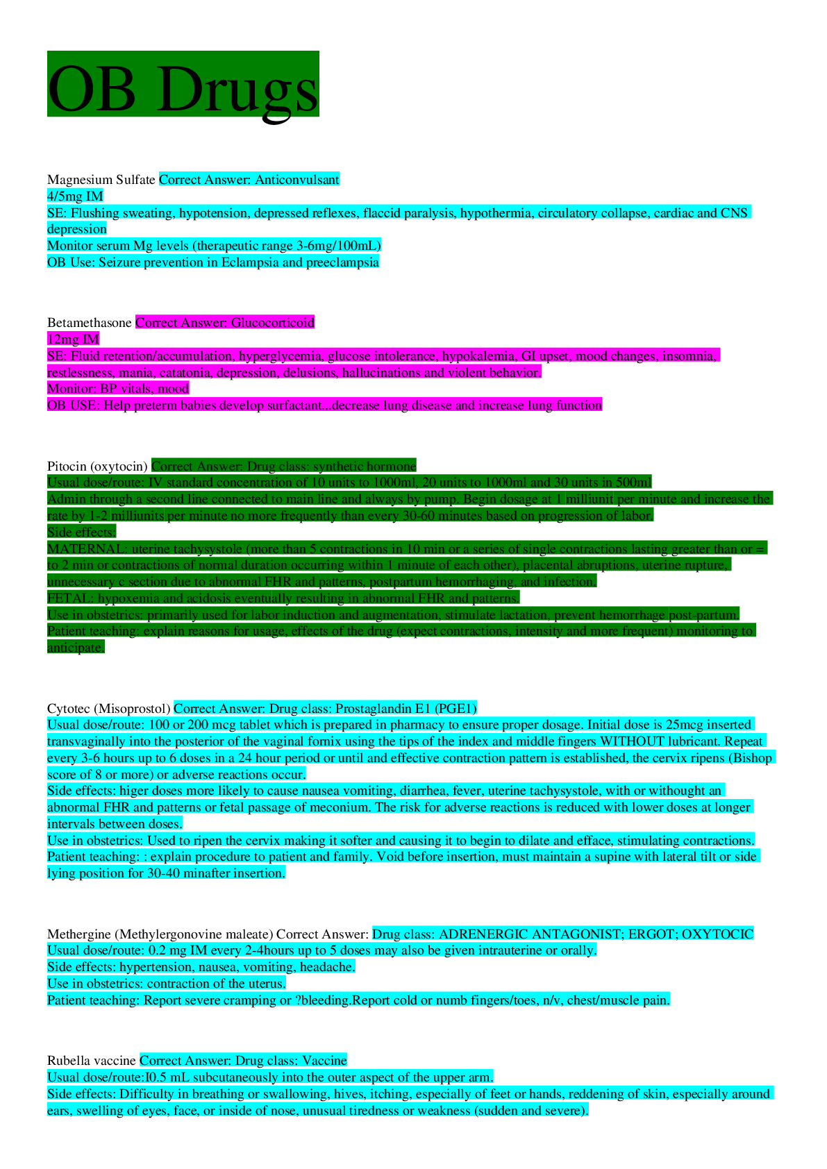 Preview image of OB Drugs document